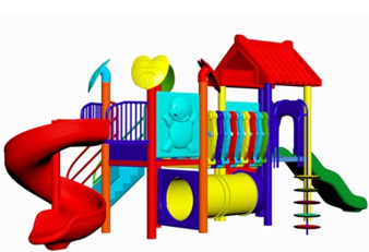 Multi tower playground equipment Kenya — Polyplay B series large multi tower play system for parks and schools.